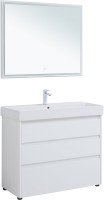 Тумба с раковиной Aquanet Nova Lite 100 напольная, белая, 3 ящика