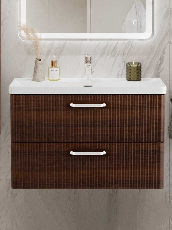 Мебель для ванной комнаты BelBagno Due 80 ручки белые, noce