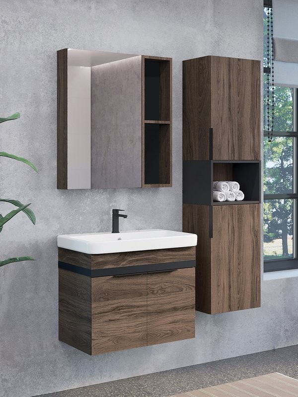 Зеркало-шкаф Comforty Соло 70 темно-коричневый дуб