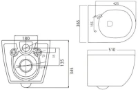 Комплект Унитаз подвесной Cezares Stylus + Крышка CZR-2316-SC с микролифтом + Инсталляция TECE Base 9400413 4 в 1 с кнопкой смыва