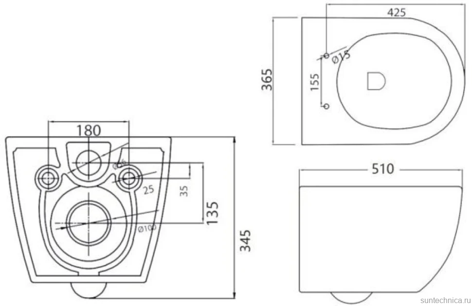 Комплект Унитаз подвесной Cezares Stylus + Крышка CZR-2316-SC с микролифтом + Инсталляция TECE Base 9400413 4 в 1 с кнопкой смыва