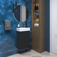 Тумба под раковину Wellsee WC Area 221802000: подвесная тумба шириной 40 см, цвет матовый темно-серый
