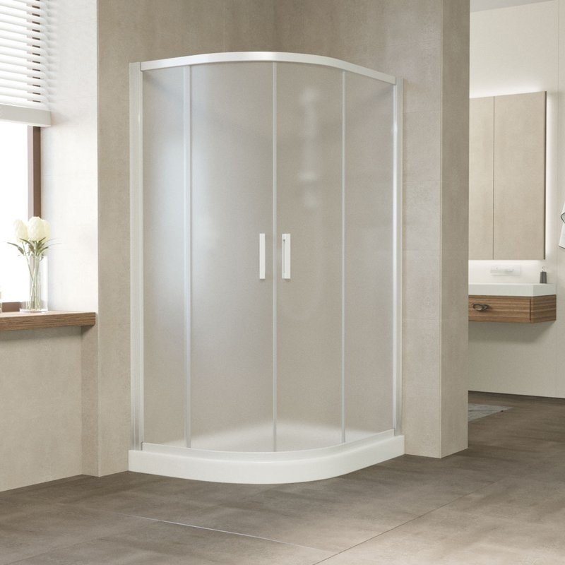 Душевой уголок Vegas Glass ZS-F 120*80 01 10 профиль белый, стекло сатин