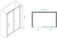 Душевой уголок RGW Passage PA-14B+110 см (138-142)х110х195, профиль черный матовый, стекло прозрачное