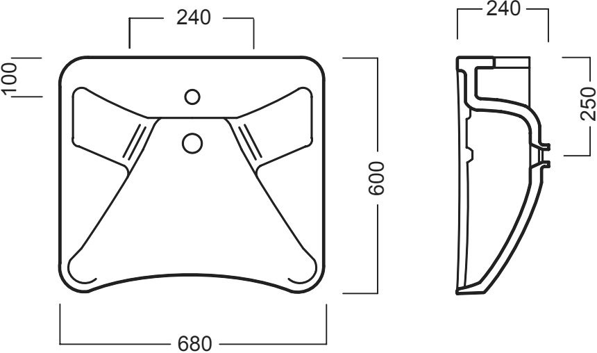 Раковина Hatria Autonomy Y0BV01 68 см, белая, для людей с ограниченными возможностями