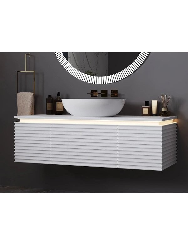 Тумба с раковиной Belux Дубай НП 132 с подсветкой, матовая белая