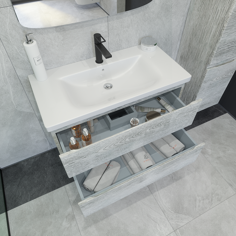 Тумба с раковиной Caprigo Forte 90 подвесная, белый клен