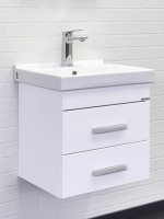 Тумба с раковиной Comforty Никосия 50П подвесная, белый глянец