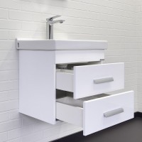 Тумба с раковиной Comforty Никосия 50П подвесная, белый глянец