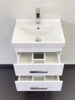 Тумба с раковиной Comforty Никосия 50П подвесная, белый глянец