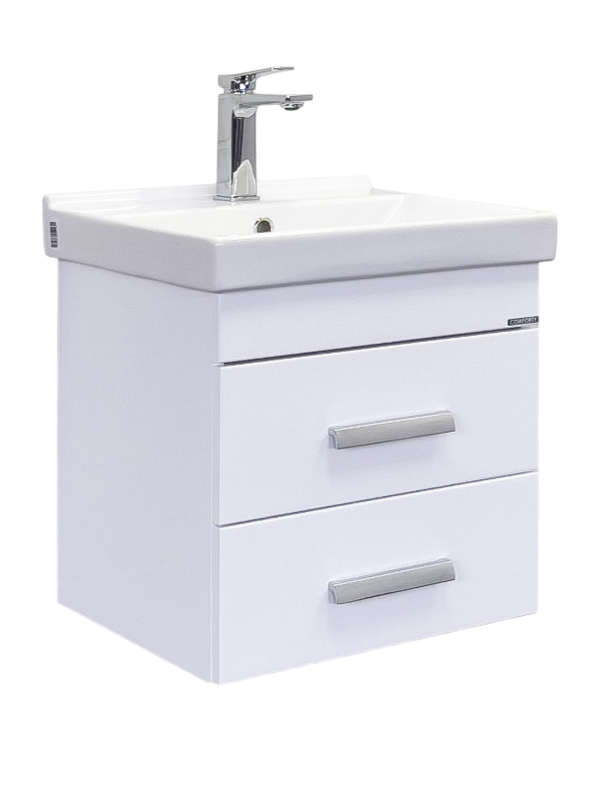 Тумба с раковиной Comforty Никосия 50П подвесная, белый глянец