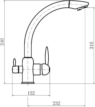 Смеситель для кухни Fashun A4399 с краном для питьевой воды, хром