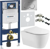 Комплект Унитаз подвесной BelBagno Marino BB105CHR безободковый + Крышка BB2031SC с микролифтом, петли хром + Инсталляция Geberit Duofix UP 320 111.300.00.5 + Кнопка Sigma 01 115.770.21.5 хром + Крепления 111.815.00.1 к стене + Звукоизоляция
