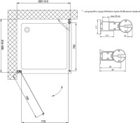 Душевой уголок Vegas Glass EP-Fis 90 05 01 L профиль бронза, стекло прозрачное