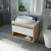 Тумба с раковиной Teymi Ritta 65 дуб эврика, матовая белая, раковина Iva 52