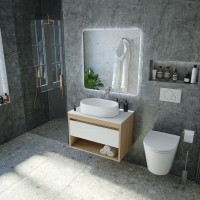 Тумба с раковиной Teymi Ritta 65 дуб эврика, матовая белая, раковина Iva 52