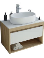 Тумба с раковиной Teymi Ritta 65 дуб эврика, матовая белая, раковина Iva 52