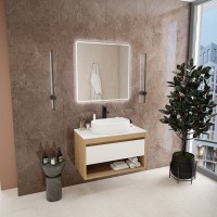 Тумба с раковиной Teymi Ritta 85 дуб эврика, матовая белая, раковина Iva 52