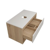 Тумба с раковиной Teymi Ritta 85 дуб эврика, матовая белая, раковина Iva 52