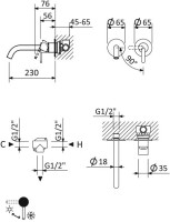 Смеситель для раковины Cezares Leaf BLI2-L-01-W0 С ВНУТРЕННЕЙ ЧАСТЬЮ, хром