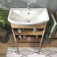 Мебель для ванной комнаты Vigo Wing 70 напольная, дуб золотой, раковина Балтика 70