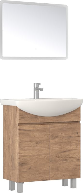 Мебель для ванной комнаты Vigo Wing 70 напольная, дуб золотой, раковина Балтика 70