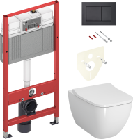 Комплект Унитаз подвесной VitrA Shift 7742B003-0075 белый глянцевый + Крышка Integra Square 191-003-009 с микролифтом + Инсталляция TECE Now 9400414 4 в 1 с кнопкой смыва