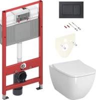 Комплект Унитаз подвесной VitrA Shift 7742B003-0075 белый глянцевый + Крышка Integra Square 191-003-009 с микролифтом + Инсталляция TECE Now 9400414 4 в 1 с кнопкой смыва