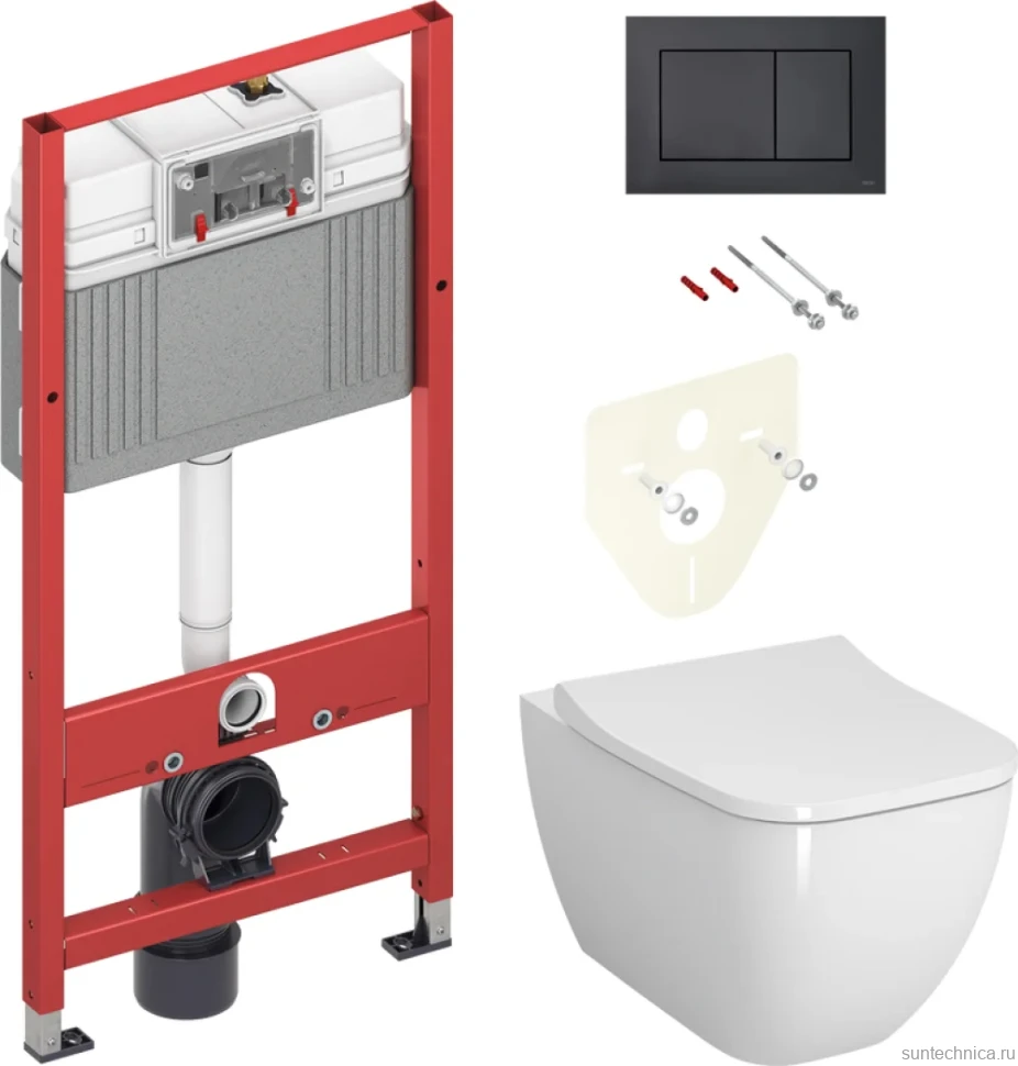 Комплект Унитаз подвесной VitrA Shift 7742B003-0075 белый глянцевый + Крышка Integra Square 191-003-009 с микролифтом + Инсталляция TECE Now 9400414 4 в 1 с кнопкой смыва