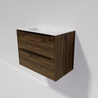Тумба с раковиной La Fenice Tesoro 80 дуб галифакс табак, раковина-столешница Slim Line 80 см