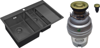 Комплект Мойка Zorg Inox PVD 5178-2-L grafit + Измельчитель ZR-75 D BRONZE