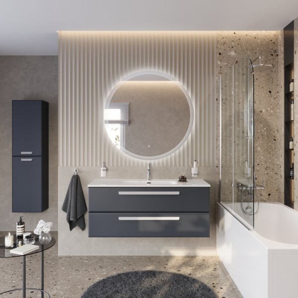 Мебель для ванной комнаты Cezares Eco Cer-N 120 grafito, раковина Duet 120, ручки сатин