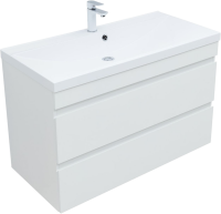 Тумба под раковину без столешницы Aquanet Нота new 100 подвесная, белая глянцевая
