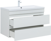 Тумба под раковину без столешницы Aquanet Нота new 100 подвесная, белая глянцевая