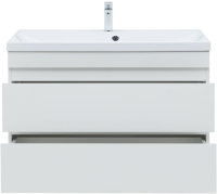 Тумба под раковину без столешницы Aquanet Нота new 100 подвесная, белая глянцевая