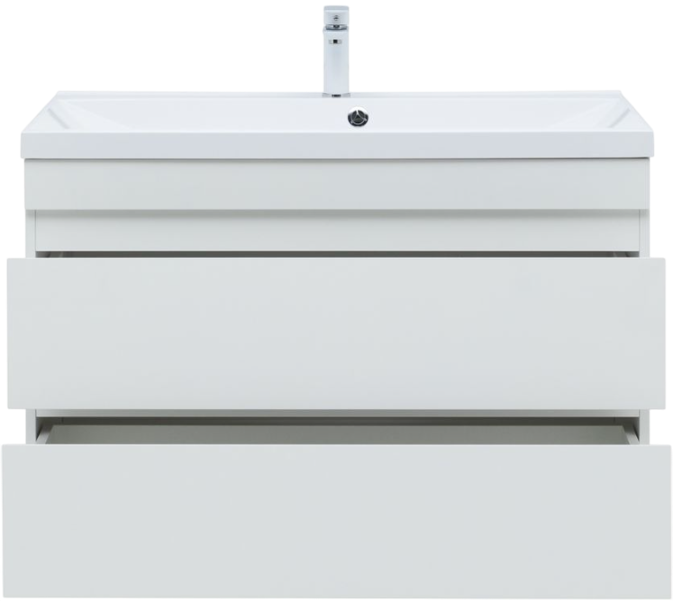 Тумба под раковину без столешницы Aquanet Нота new 100 подвесная, белая глянцевая