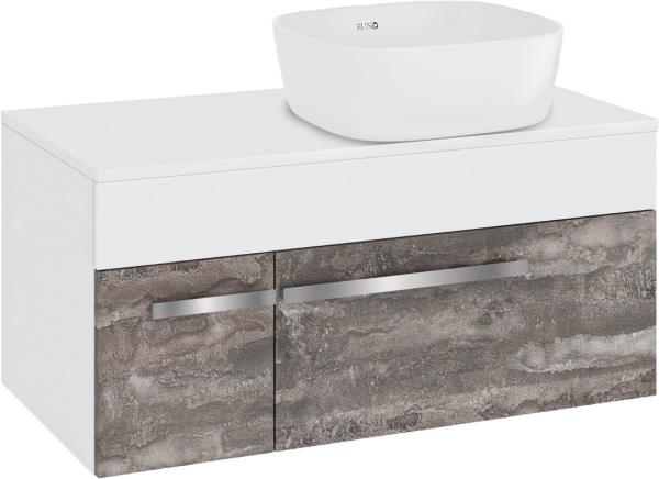 Тумба с раковиной Runo Вудлайн 85 подвесная, железный камень, раковина Bella 40