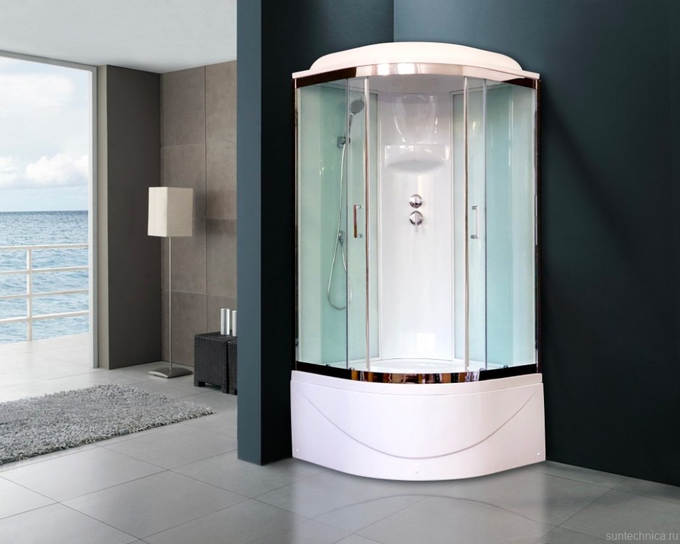 Душевая кабина Royal Bath BK RB 90BK6-WT-CH с высоким поддоном, с сиденьем