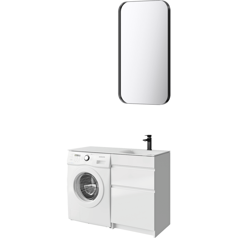 Мебель для ванной комнаты Aqwella Duet 53 R напольная, под стиральную машину, белая