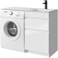 Мебель для ванной комнаты Aqwella Duet 53 R напольная, под стиральную машину, белая