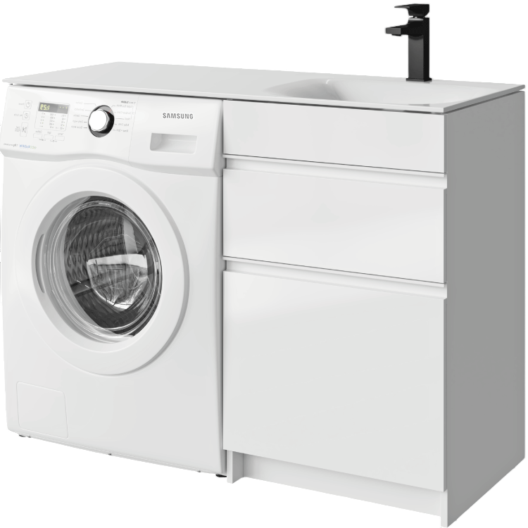 Мебель для ванной комнаты Aqwella Duet 53 R напольная, под стиральную машину, белая