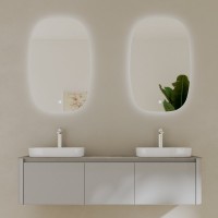 Тумба с раковиной Black&White 160 подвесная, глянцевая серая, две раковины