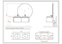 Тумба с раковиной Black&White 160 подвесная, глянцевая серая, две раковины