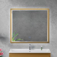 Зеркало Cezares Interni 100x90 с подсветкой, с антизапотевателем, брашированное золото