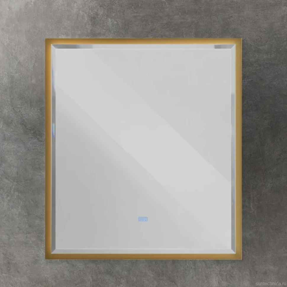 Зеркало Cezares Interni 100x90 с подсветкой, с антизапотевателем, брашированное золото