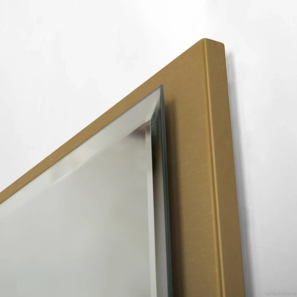Зеркало Cezares Interni 100x90 с подсветкой, с антизапотевателем, брашированное золото