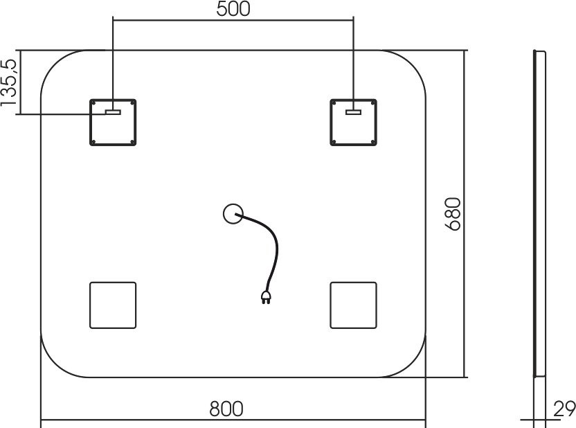 Зеркало Mixline Стив с подсветкой