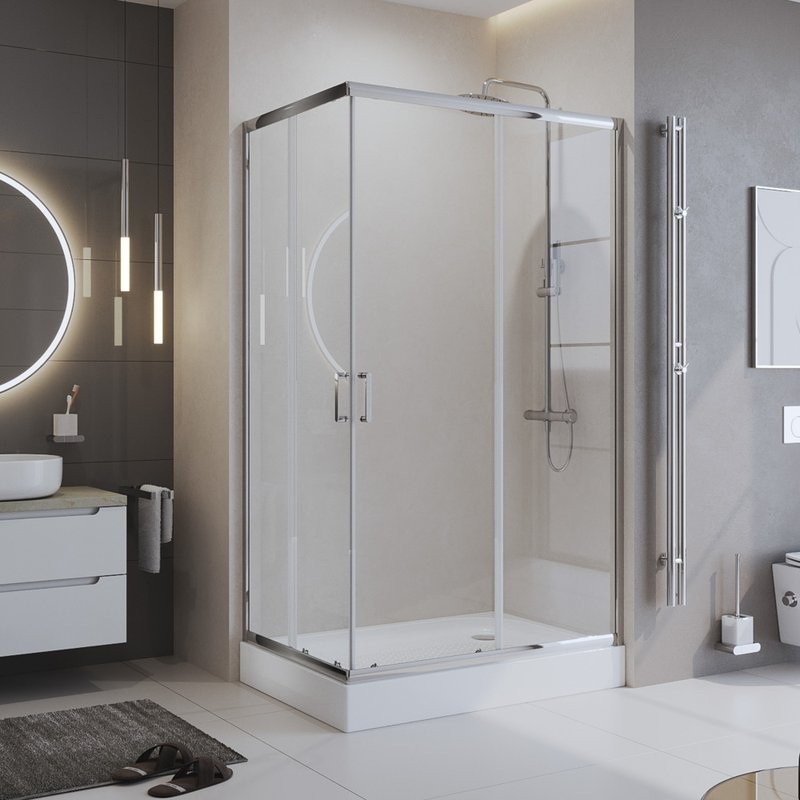 Душевой уголок BelBagno Uno -195 AH 2 100/80 C Cr стекло прозрачное