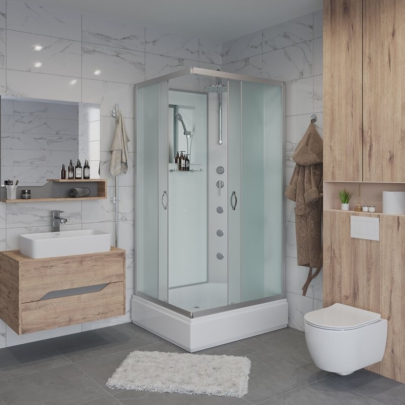 Душевая кабина Niagara Classic NG-33984-14QBKTG 90х80 см, без крыши, с гидромассажем и тропическим душем