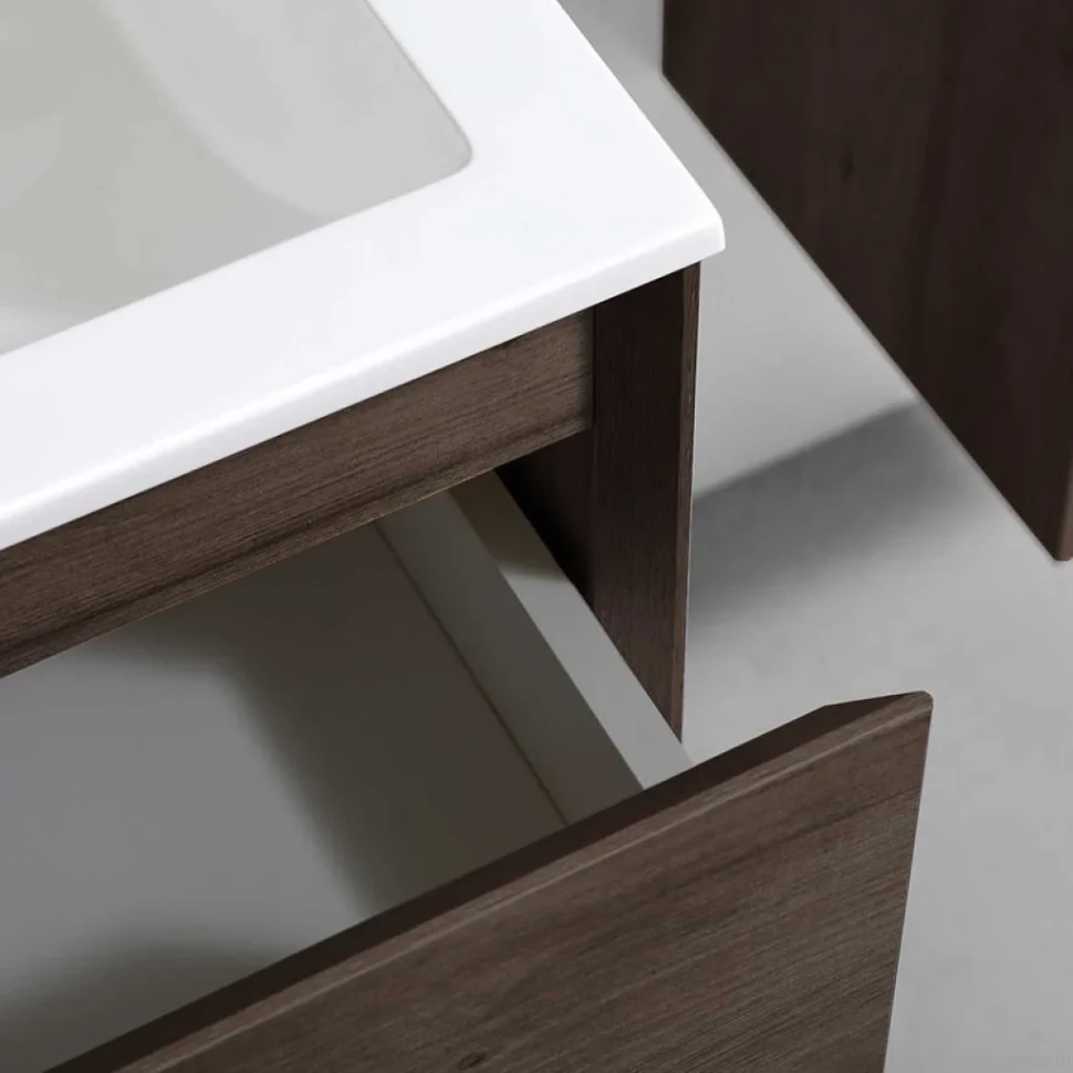 Тумба с раковиной Vincea Luka 80 2 ящика, темный дуб
